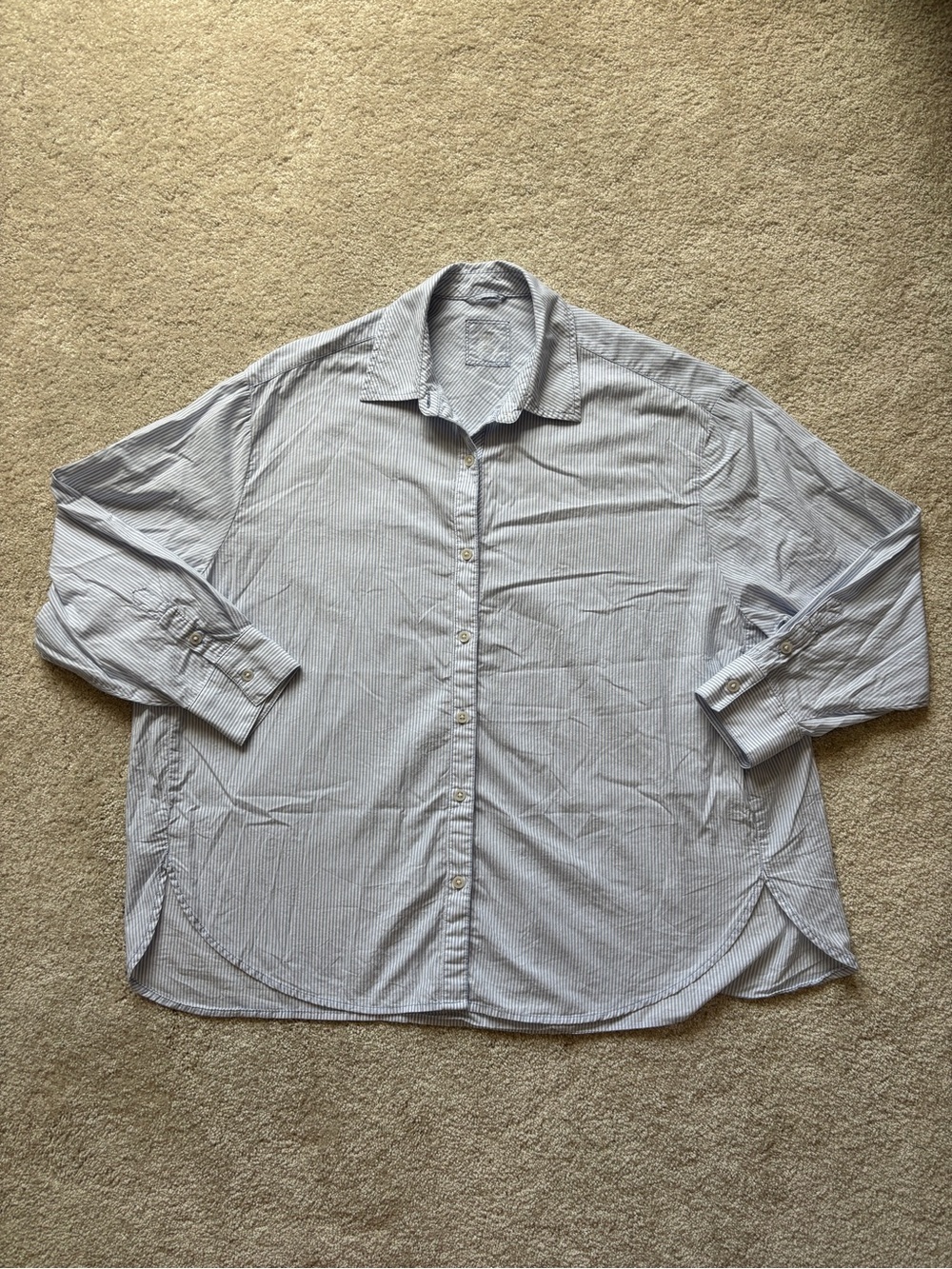 aerie Light Blue Striped Button-Down size small - Picture 4 of 10